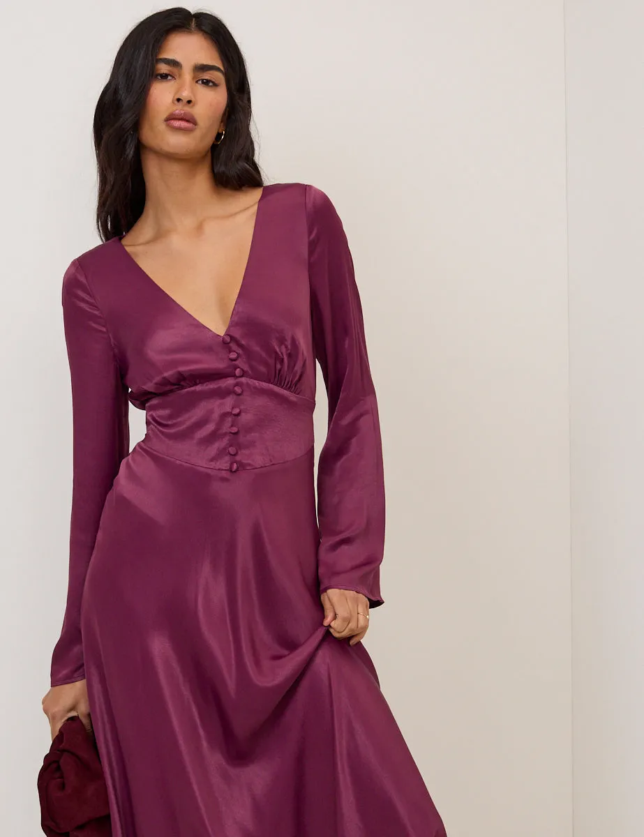 Purple Satin Stella Midi Dress sold by Nobody's Child product image thumbnail 4