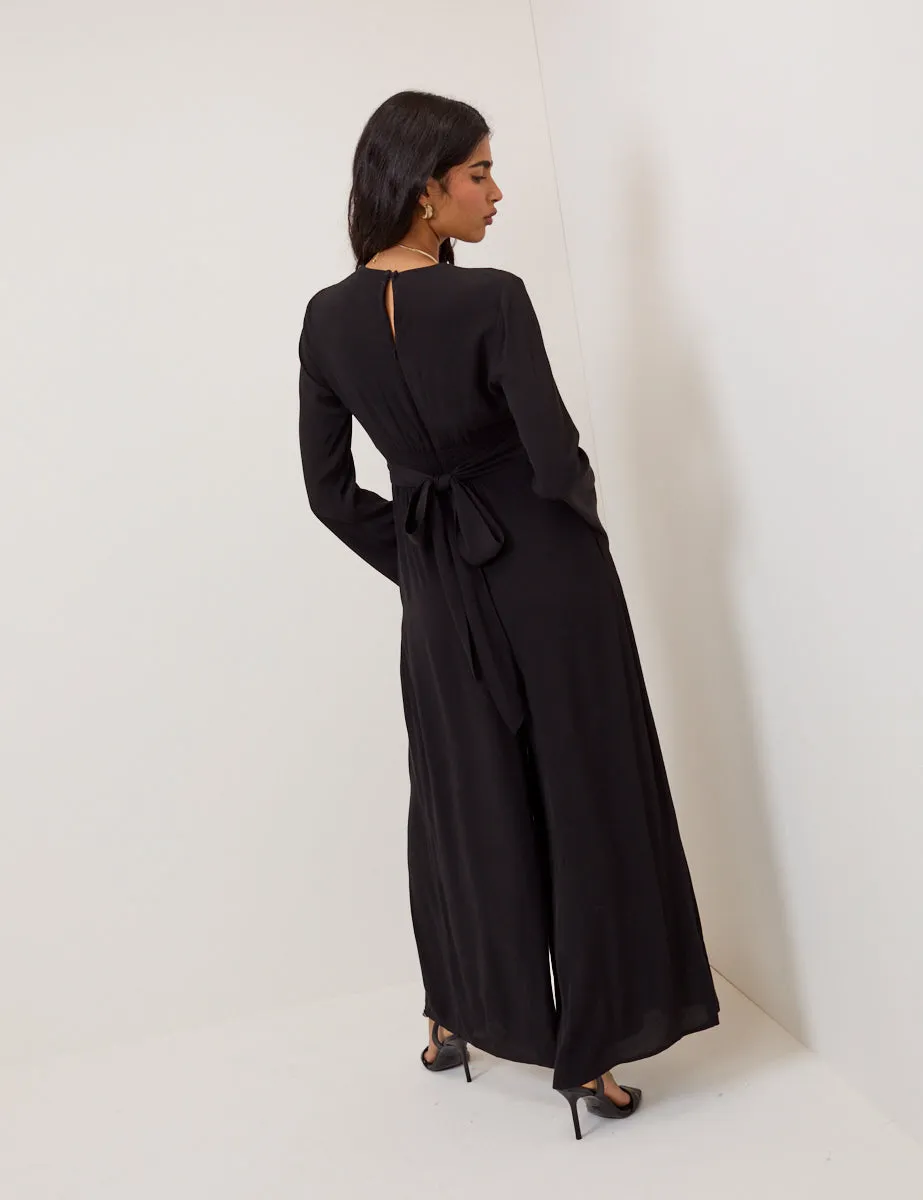 Black Wide Leg Pleated Jumpsuit sold by Nobody's Child product image thumbnail 4