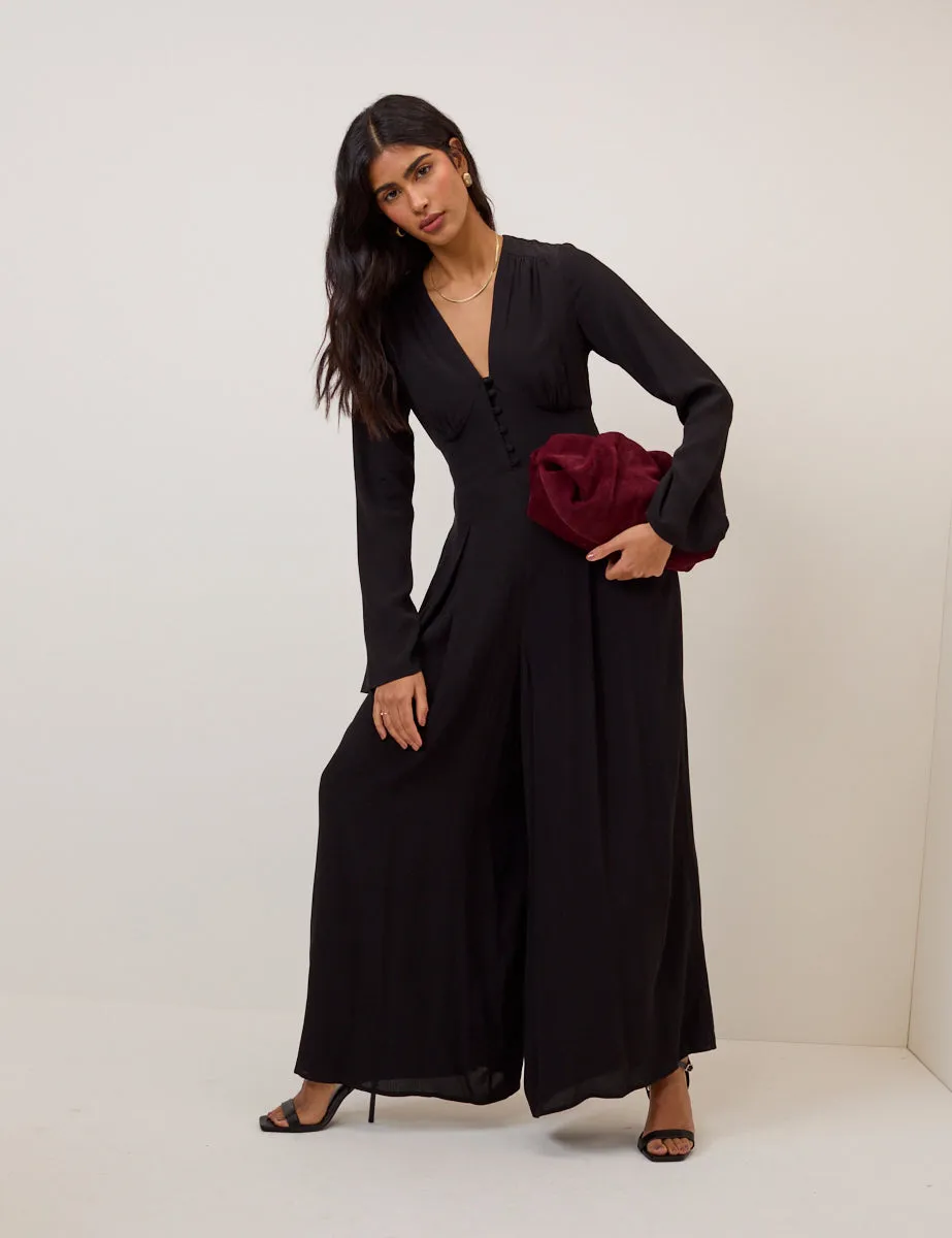 Black Wide Leg Pleated Jumpsuit sold by Nobody's Child product image thumbnail 3