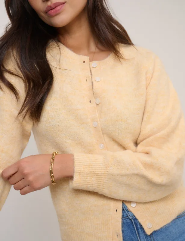 Butter Yellow Wool Blend Cardigan sold by Nobody's Child