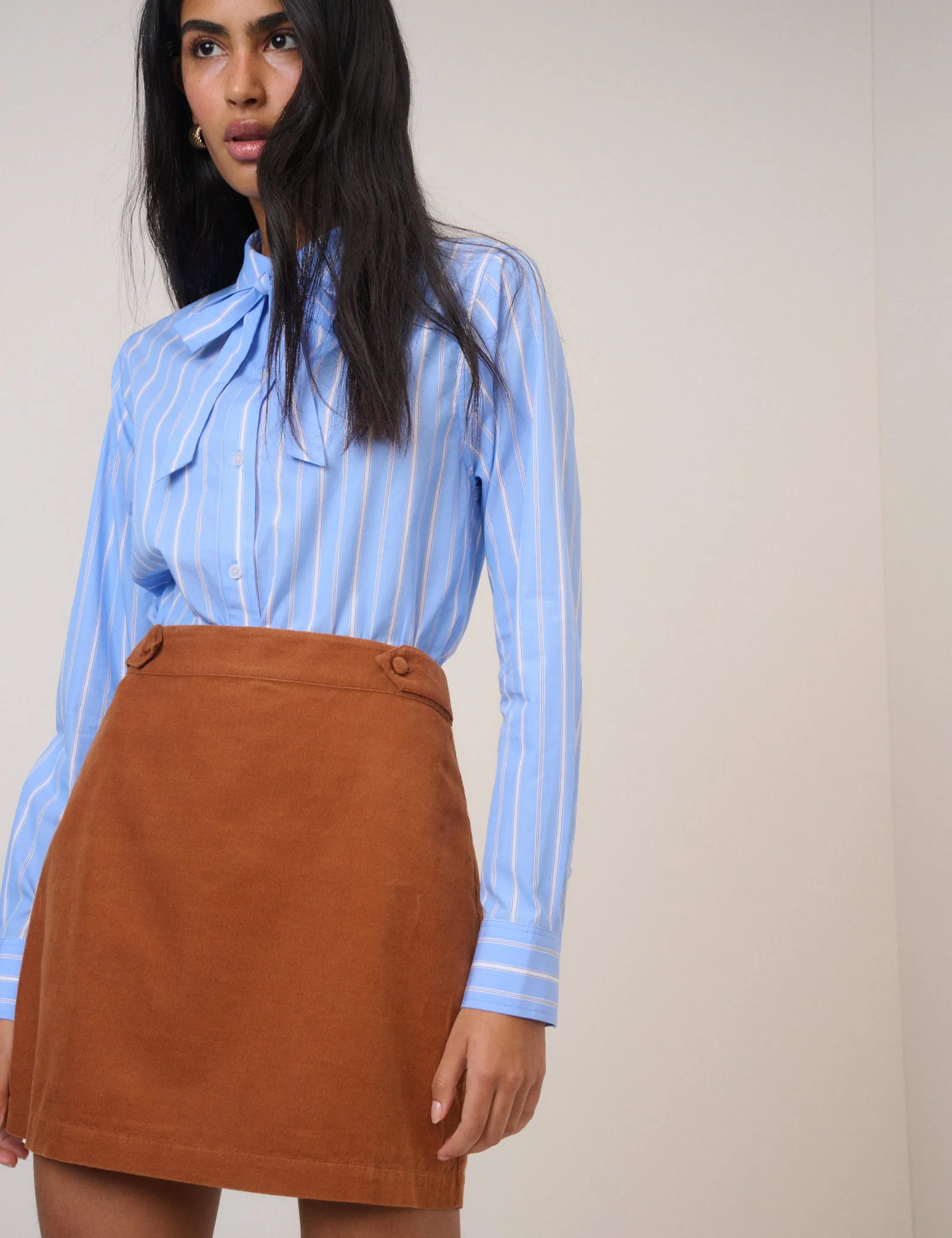 Terracotta Cord Mini Skirt sold by Nobody's Child