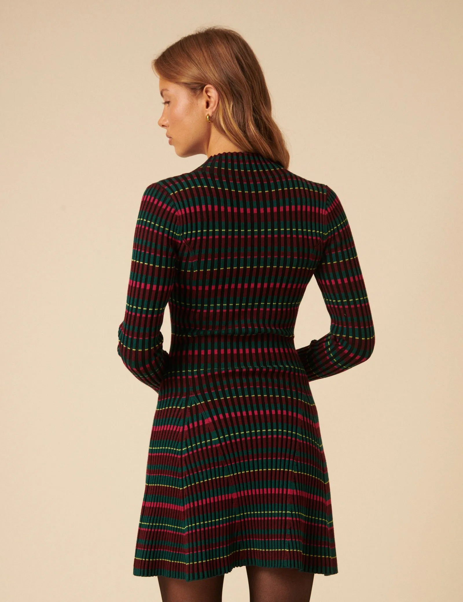 NC x Lisou Burgundy Striped Knitted Pleated Mini Dress sold by Nobody's Child product image thumbnail 5