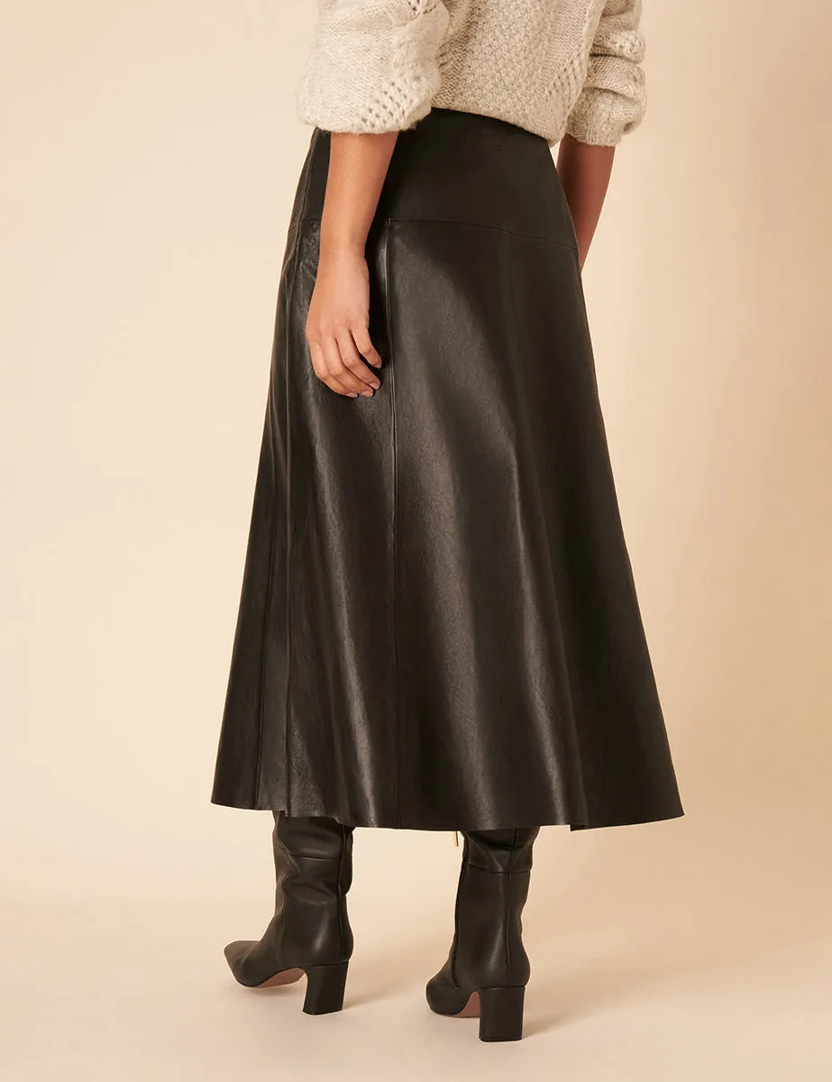 Black Leather Midi Skirt sold by Nobody's Child product image thumbnail 5