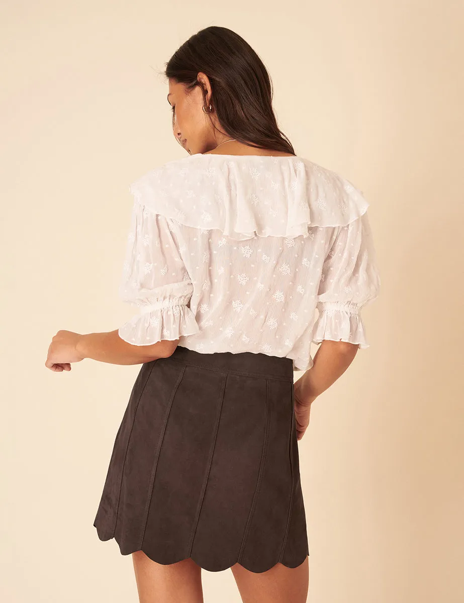 Brown Scallop Suede Skirt sold by Nobody's Child product image thumbnail 5