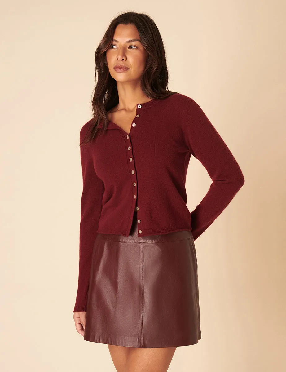 Burgundy Leather Mini Skirt sold by Nobody's Child product image thumbnail 5