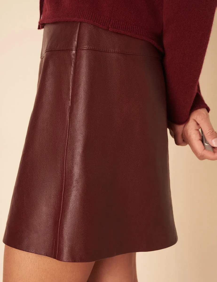 Burgundy Leather Mini Skirt sold by Nobody's Child product image thumbnail 3