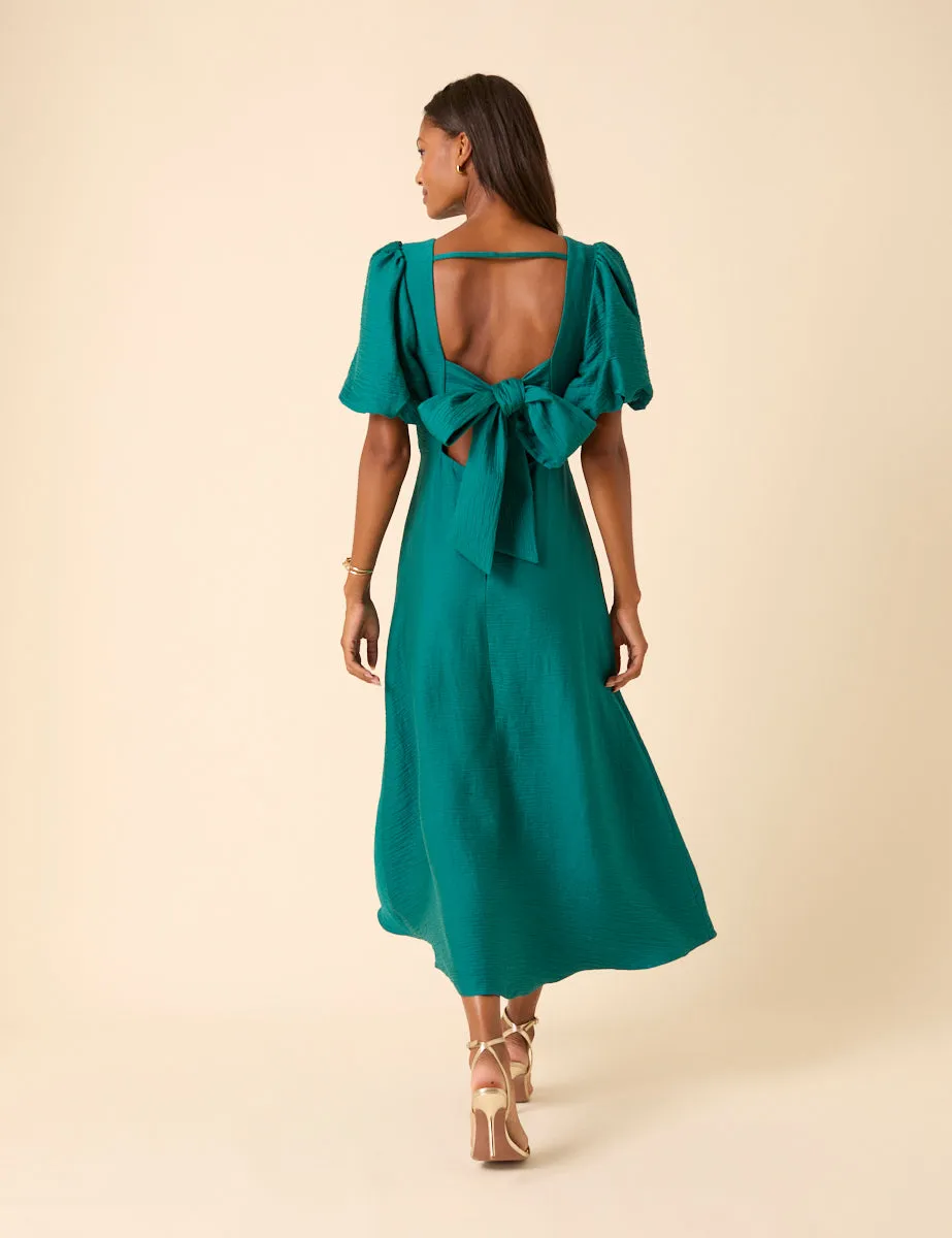 Green Puff Sleeve Zola Midi Dress sold by Nobody's Child product image thumbnail 5
