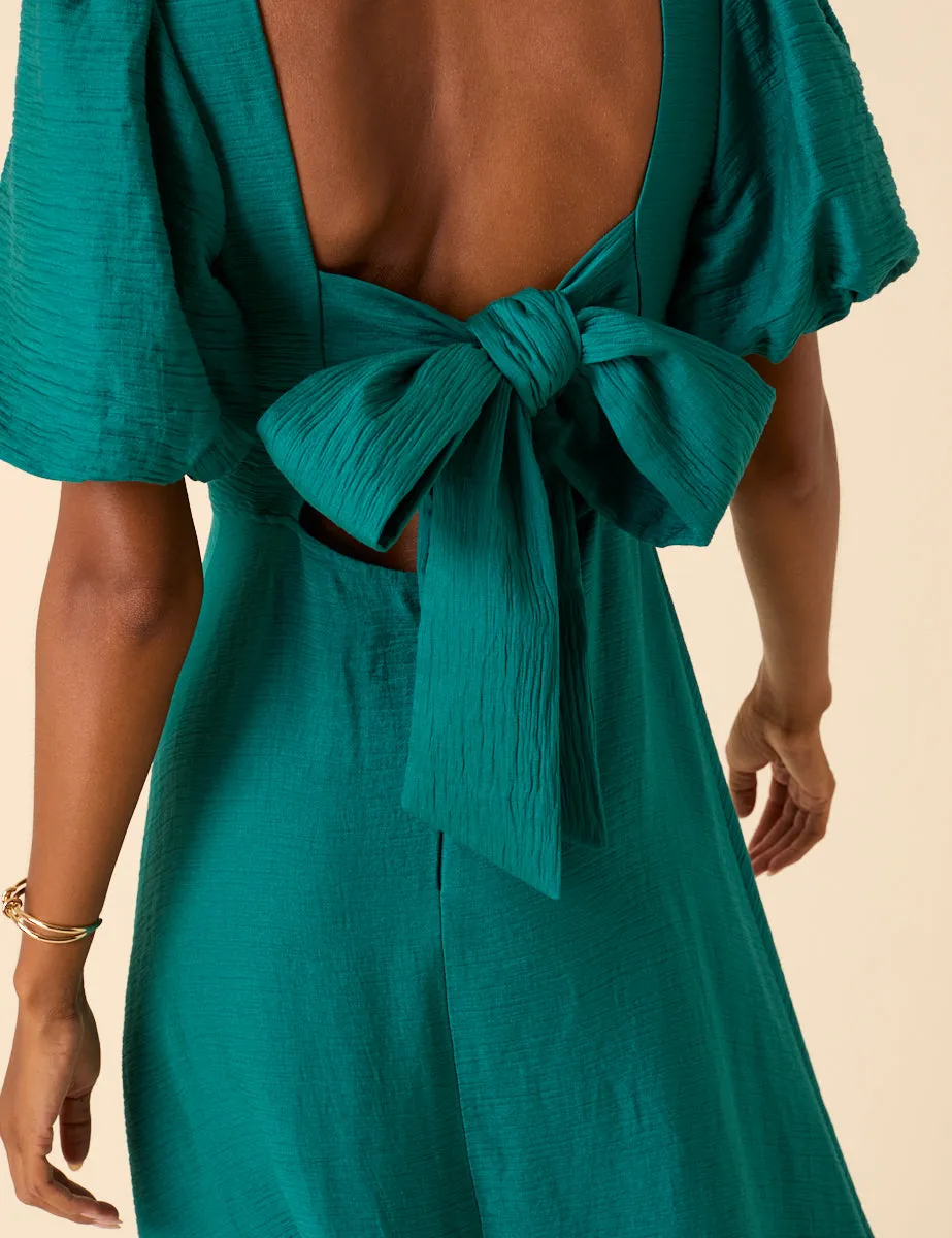 Green Puff Sleeve Zola Midi Dress sold by Nobody's Child product image thumbnail 2