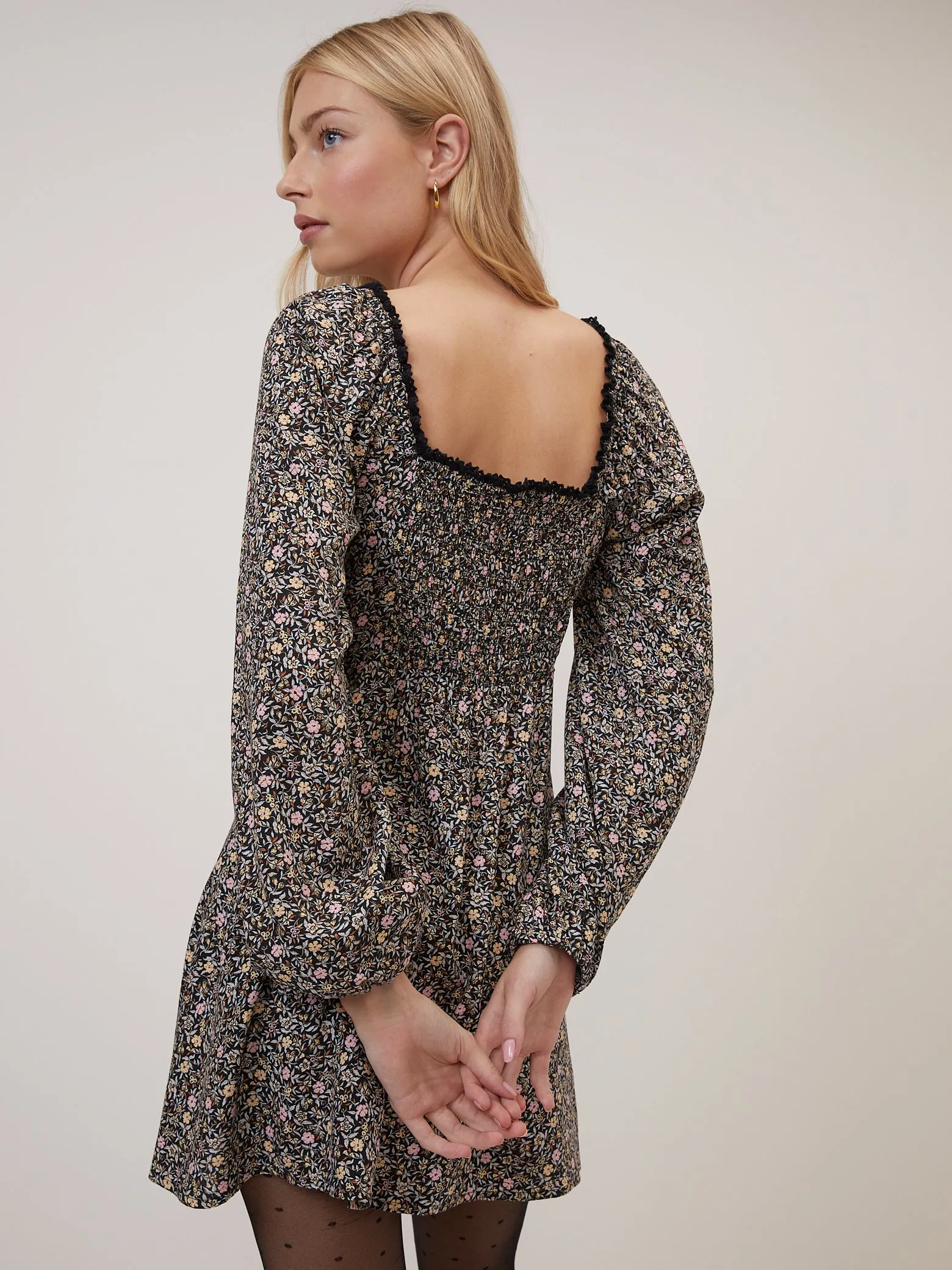Black Ditsy Floral Lillie Mini Dress sold by Nobody's Child product image thumbnail 5