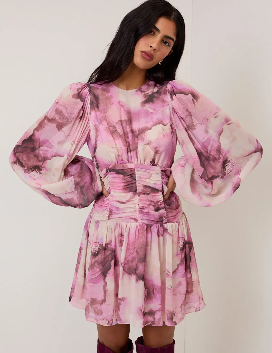 Pink Watercolour Floral Reese Mini Dress sold by Nobody's Child product image thumbnail 3