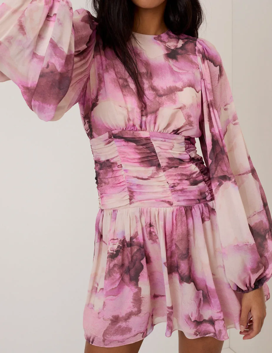 Pink Watercolour Floral Reese Mini Dress sold by Nobody's Child product image thumbnail 4
