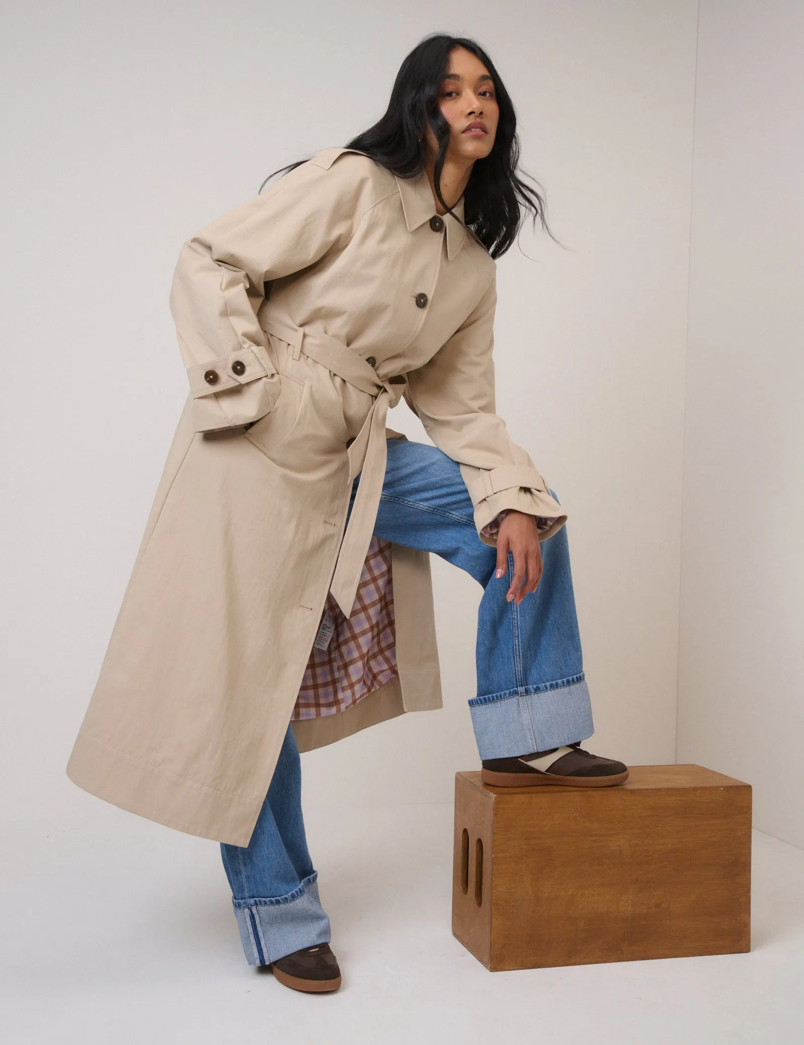 Beige Tie Waist Trench Coat sold by Nobody's Child product image thumbnail 4
