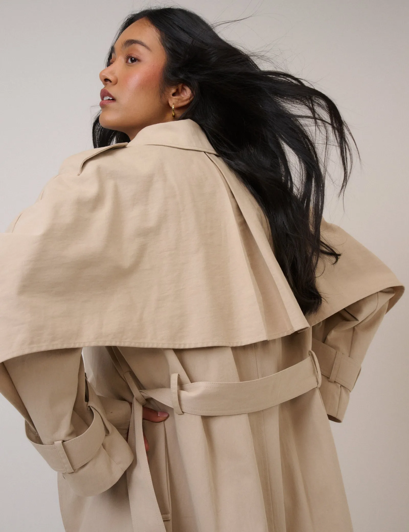 Beige Tie Waist Trench Coat sold by Nobody's Child product image thumbnail 3