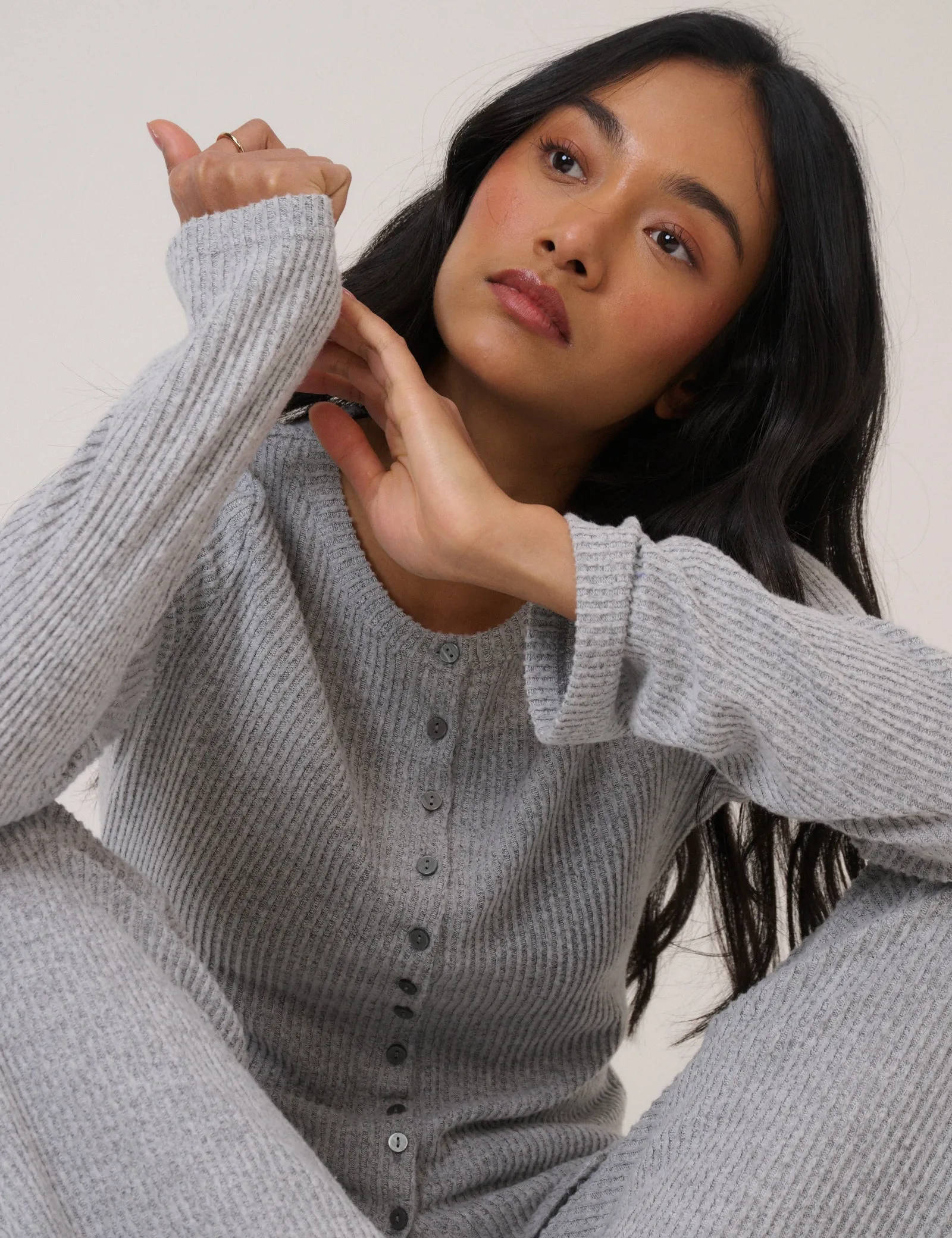 Grey Ribbed Longline Cardigan sold by Nobody's Child product image thumbnail 4