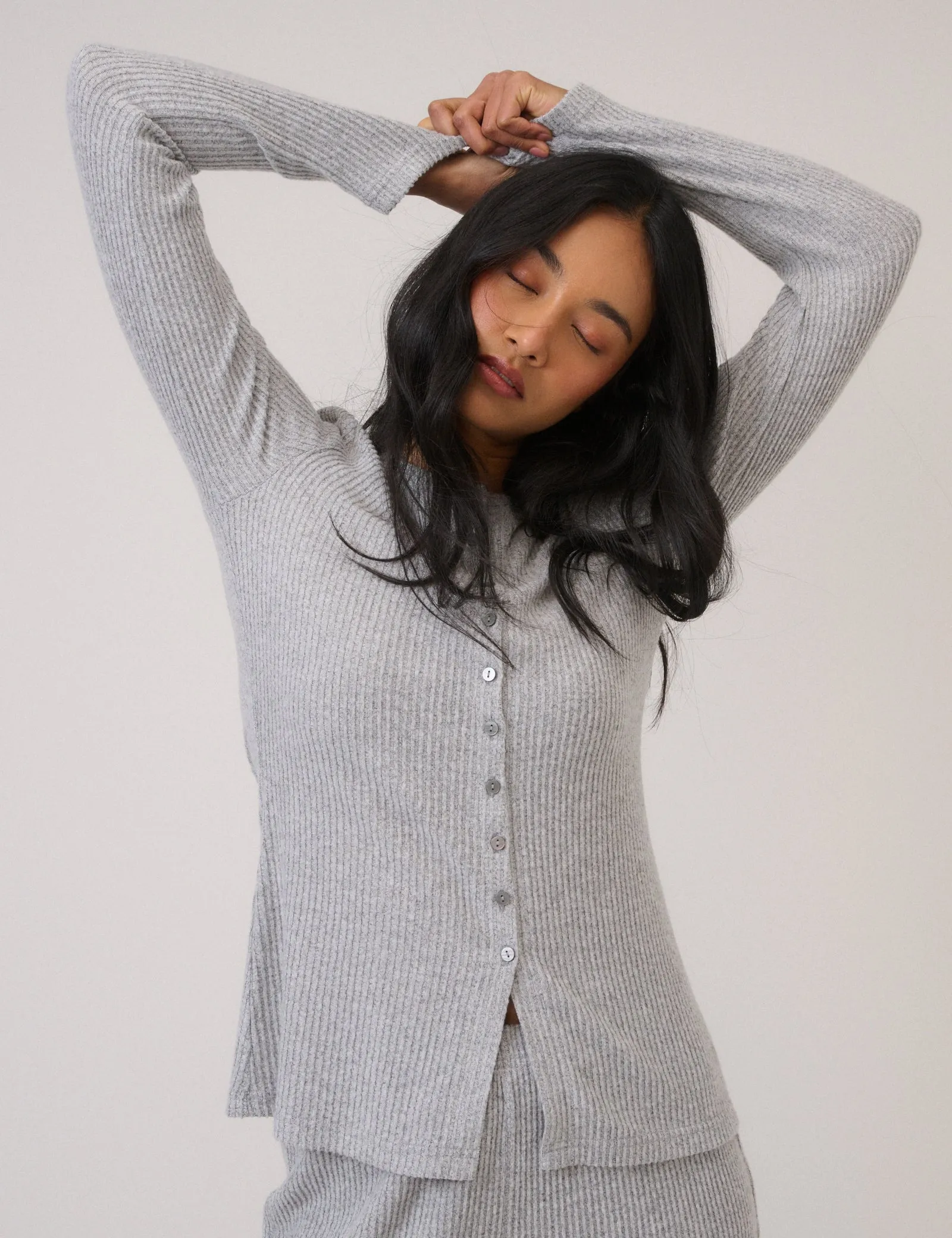 Grey Ribbed Longline Cardigan sold by Nobody's Child product image thumbnail 3