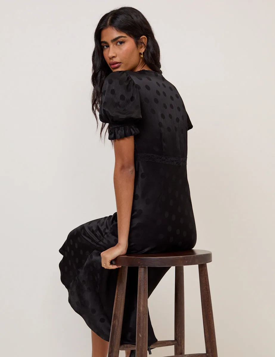 Black Polka Dot Jacquard Angela Midi Dress sold by Nobody's Child product image thumbnail 5