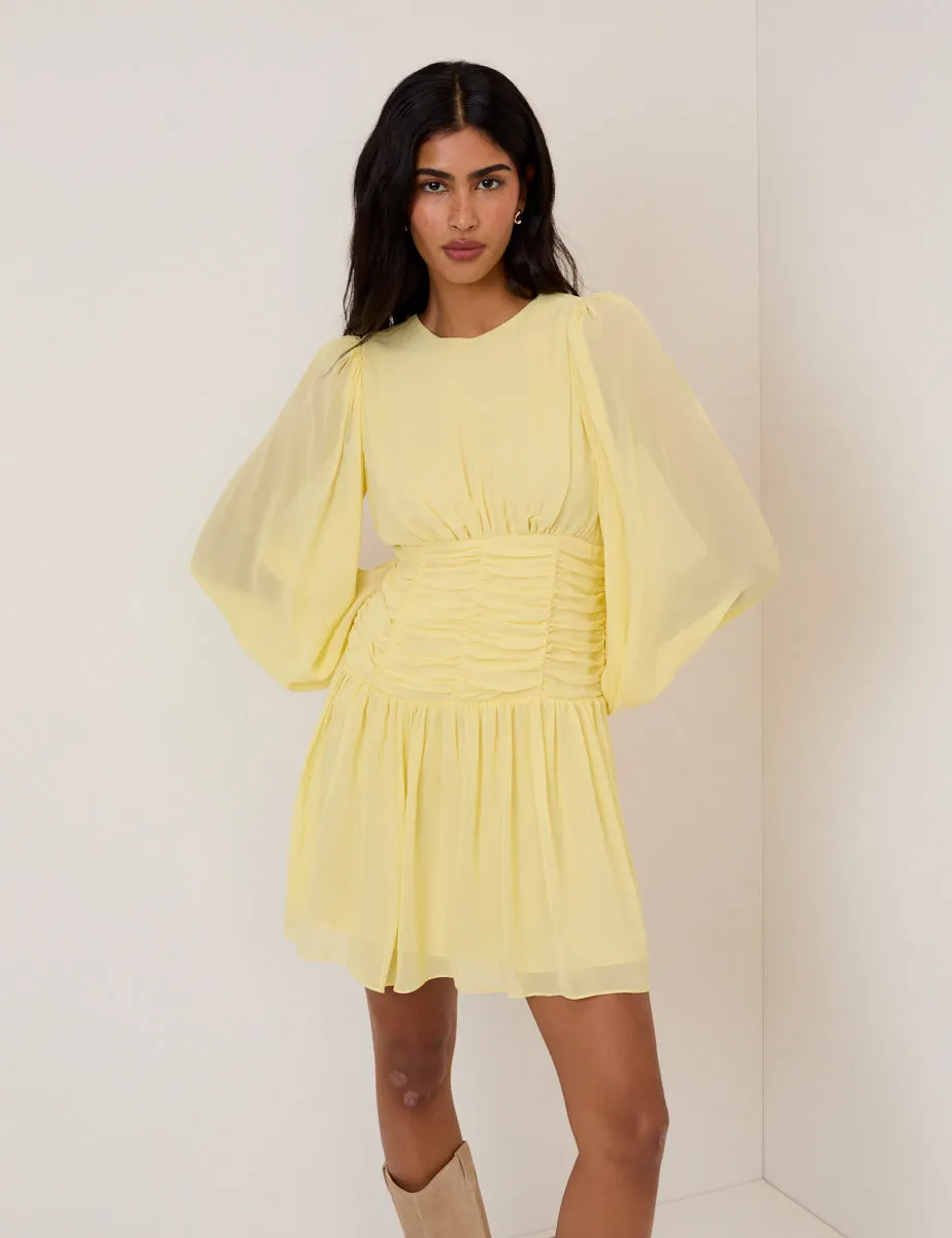 Yellow Balloon Sleeve Reese Mini Dress sold by Nobody's Child product image thumbnail 3