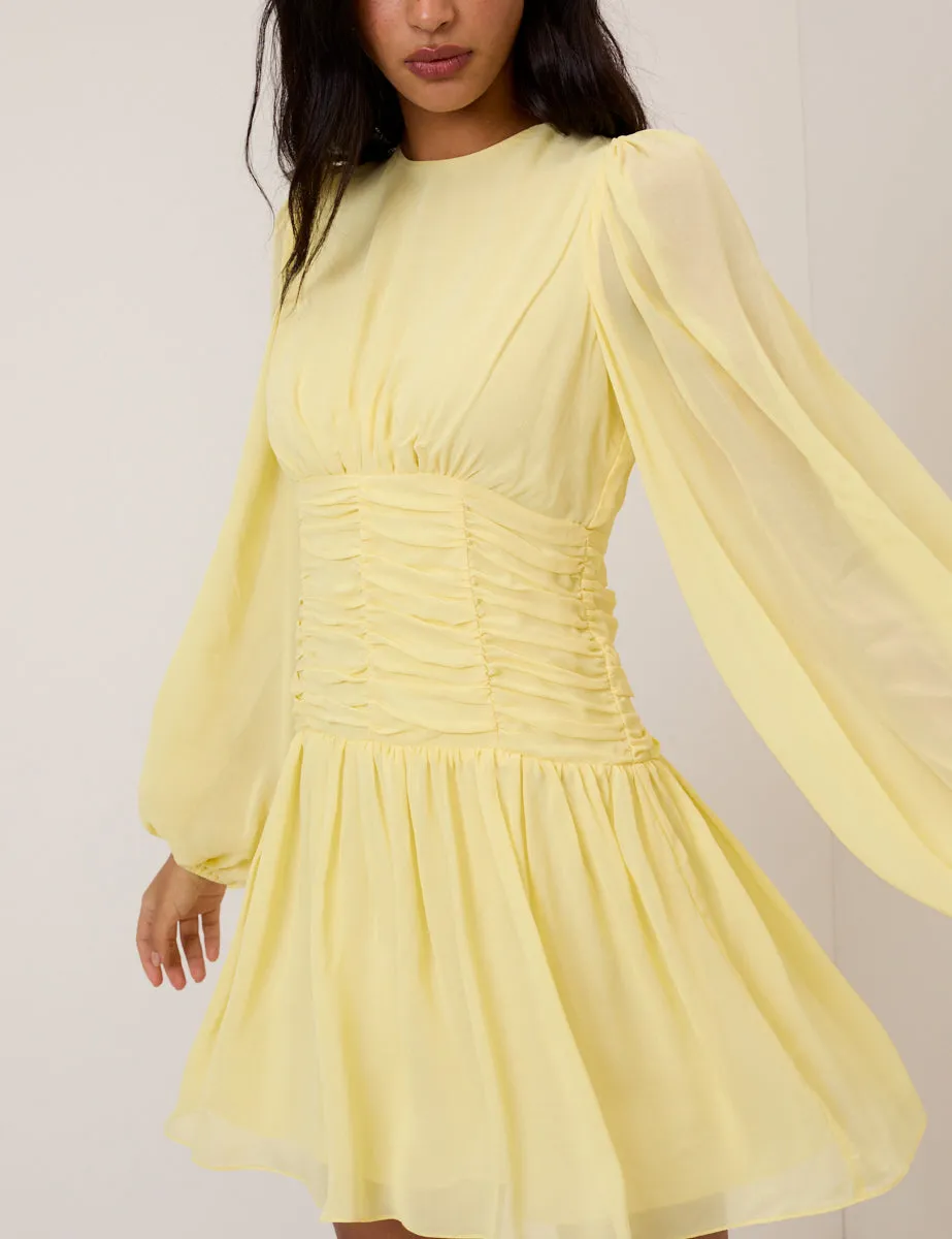 Yellow Balloon Sleeve Reese Mini Dress sold by Nobody's Child product image thumbnail 2