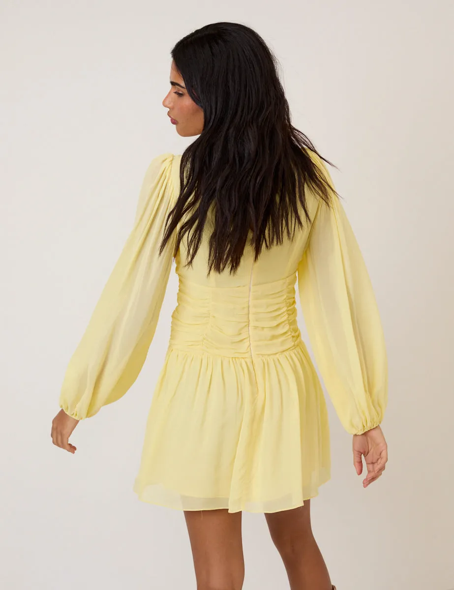 Yellow Balloon Sleeve Reese Mini Dress sold by Nobody's Child product image thumbnail 5