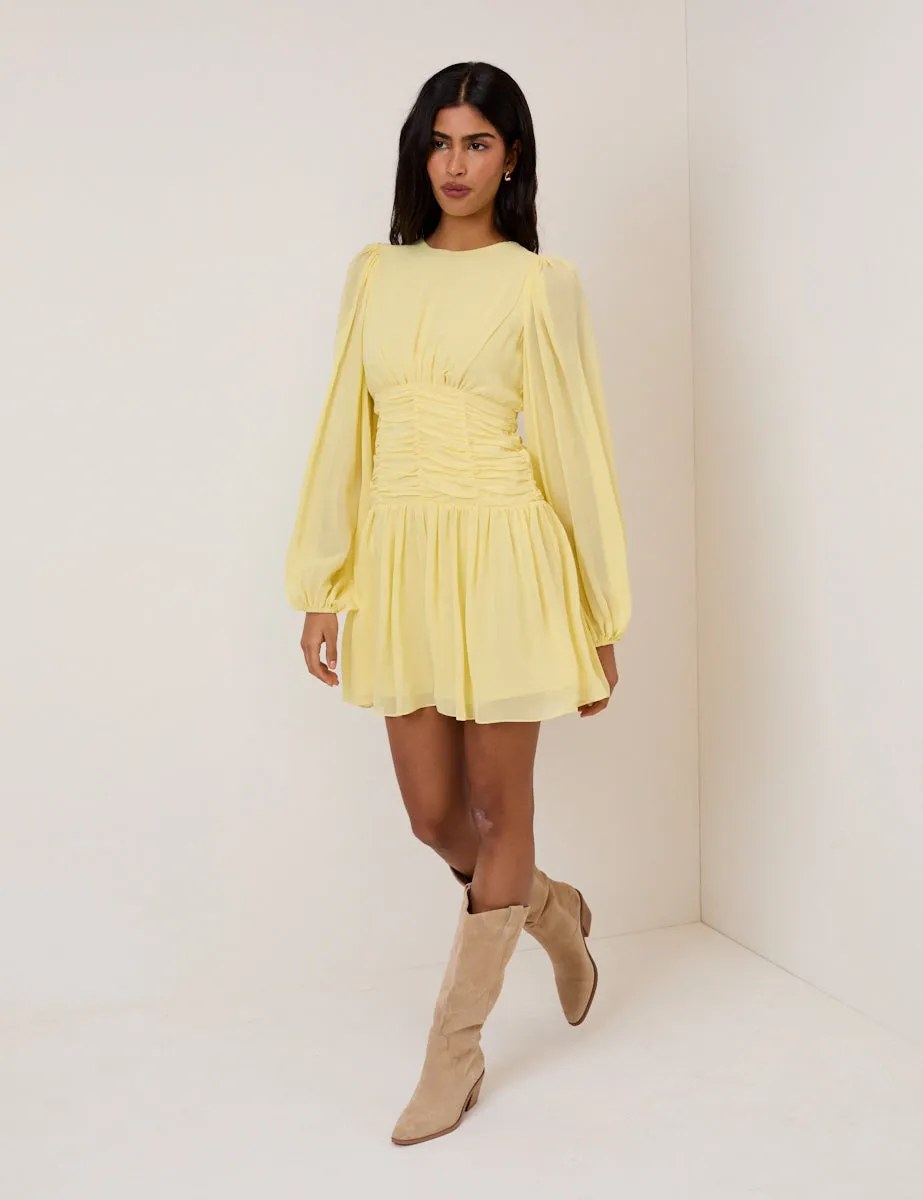 Yellow Balloon Sleeve Reese Mini Dress sold by Nobody's Child product image thumbnail 4