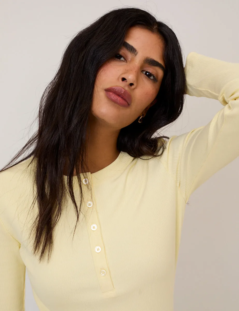 Butter Yellow Ribbed Crew Neck Top sold by Nobody's Child product image thumbnail 2