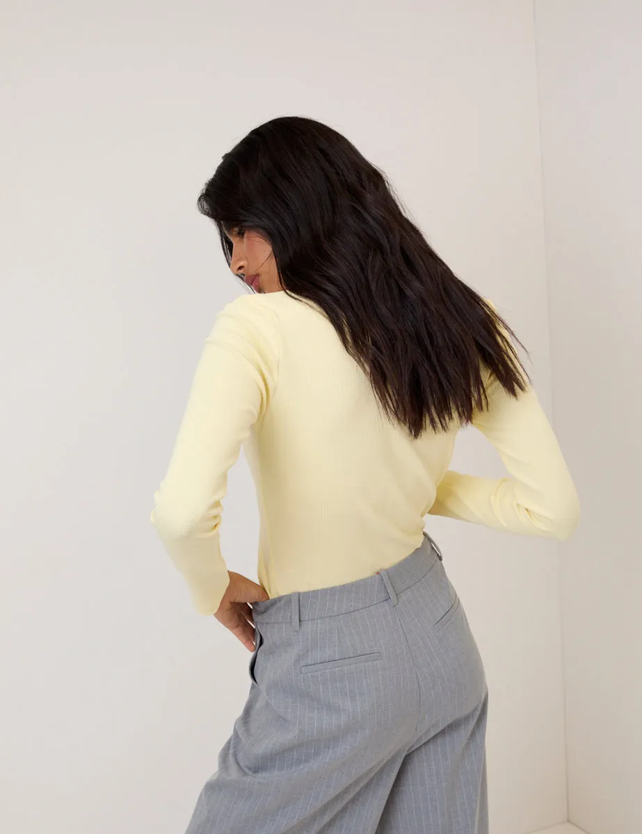 Butter Yellow Ribbed Crew Neck Top sold by Nobody's Child product image thumbnail 5