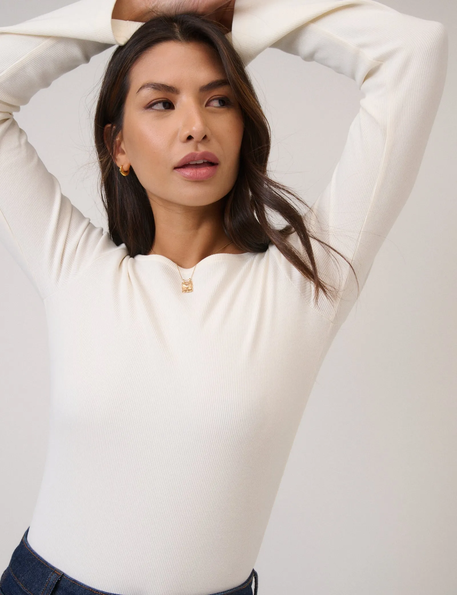 White Ribbed Flute Sleeve Top sold by Nobody's Child product image thumbnail 4