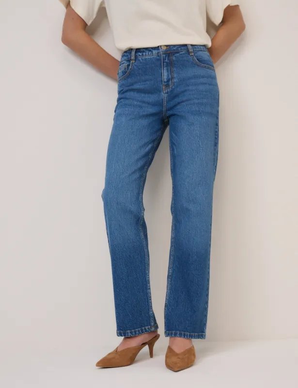Blue Straight Leg Hoxton Jeans sold by Nobody's Child