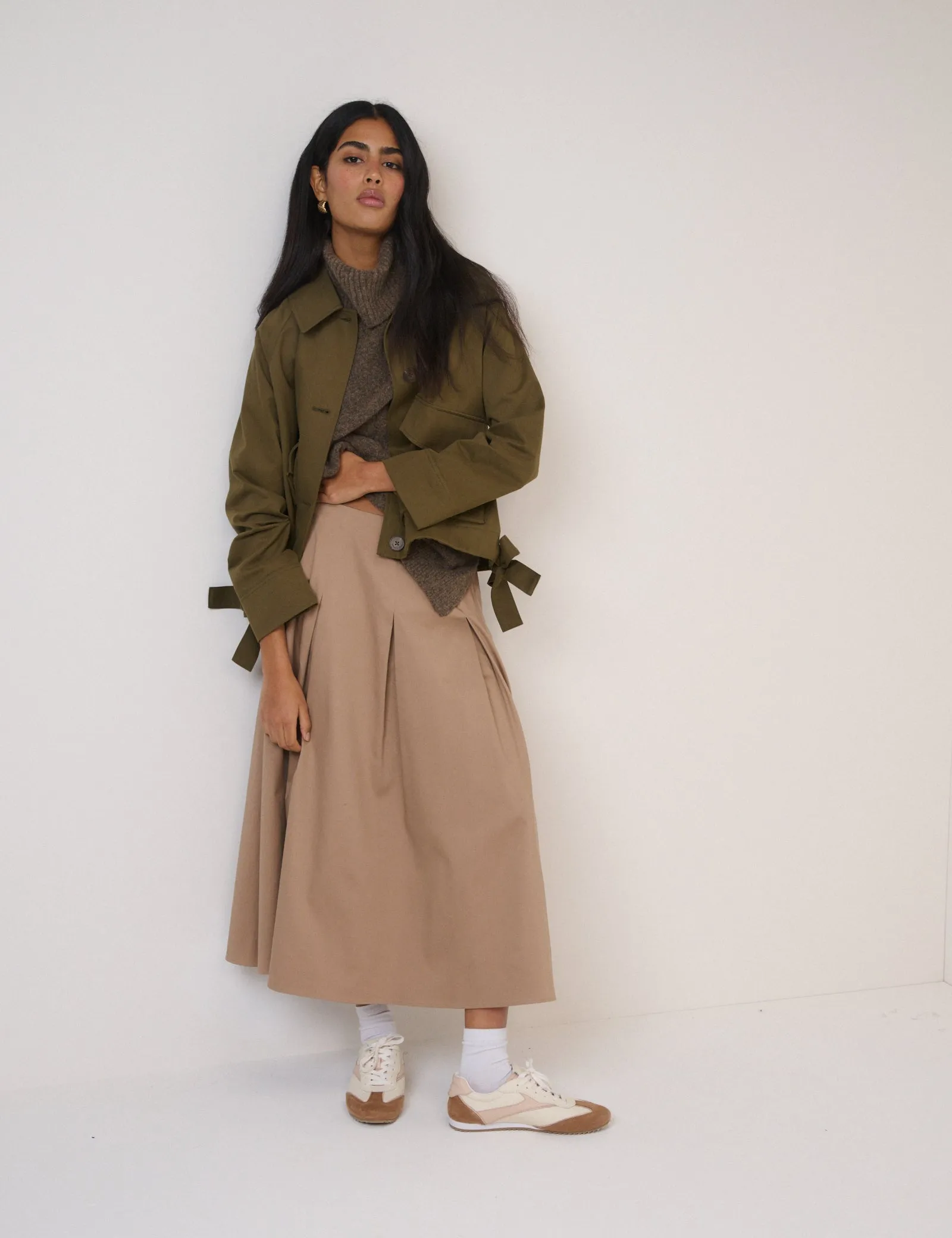 Beige Pleated Midi Skirt sold by Nobody's Child
