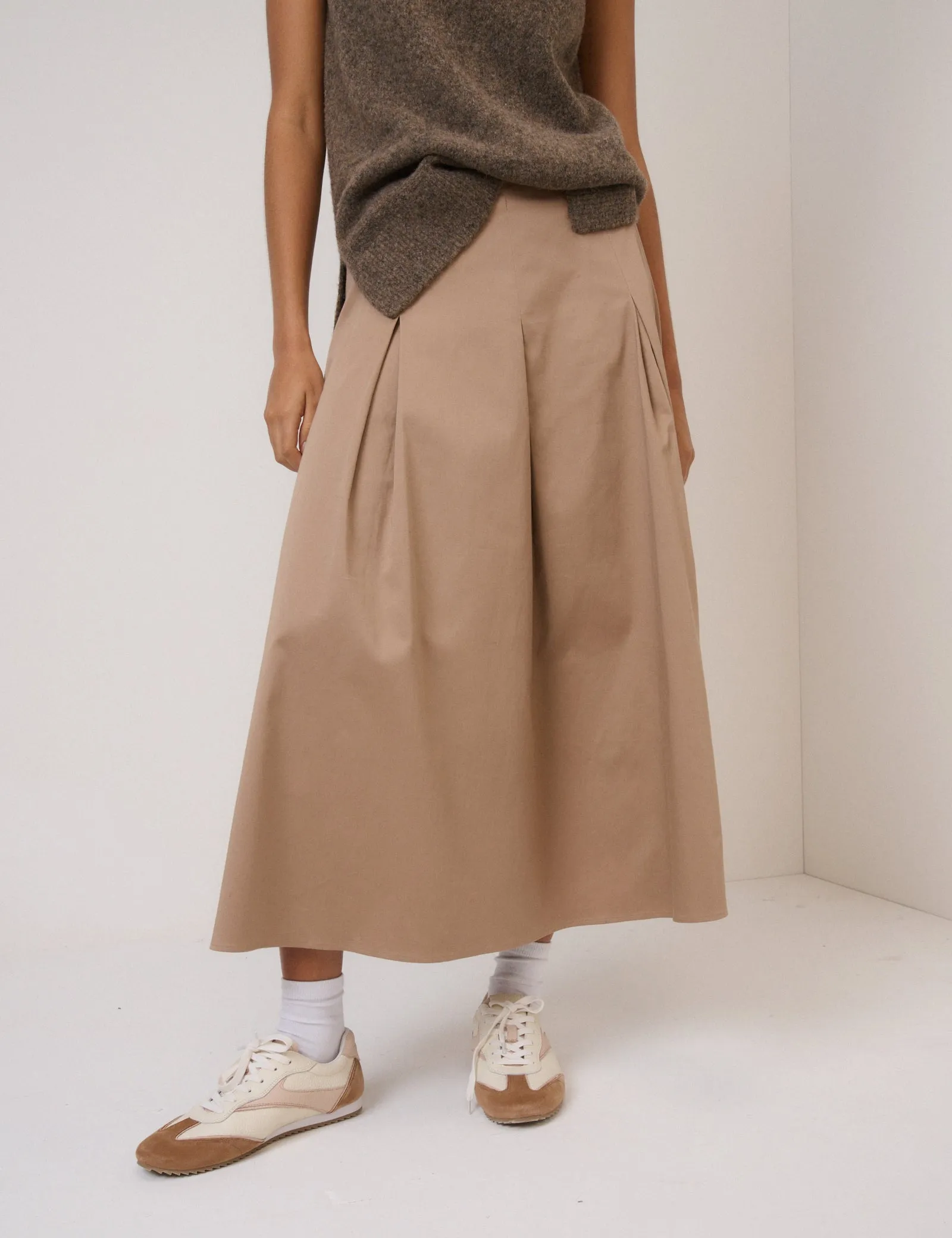 Beige Pleated Midi Skirt sold by Nobody's Child product image thumbnail 3