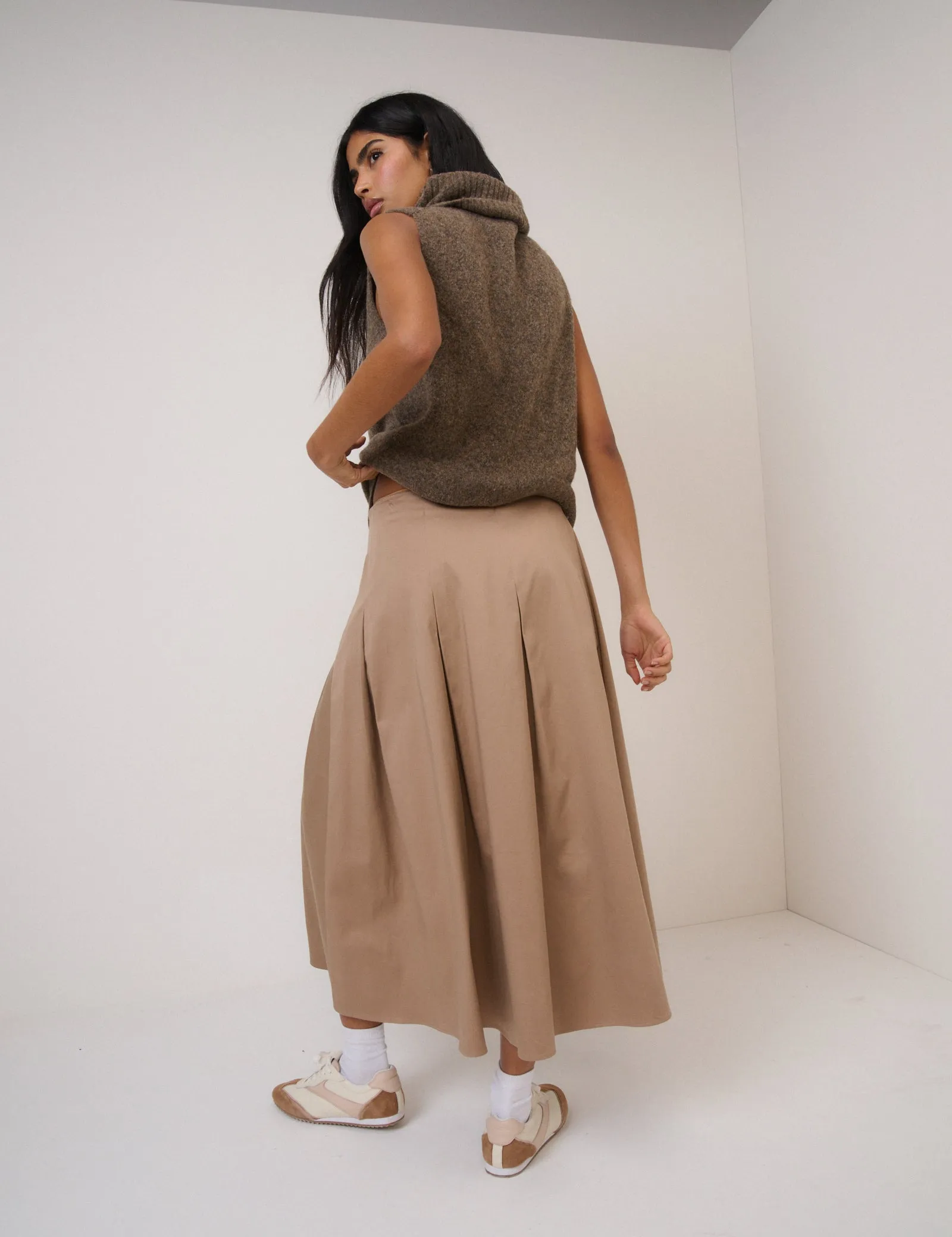 Beige Pleated Midi Skirt sold by Nobody's Child product image thumbnail 5