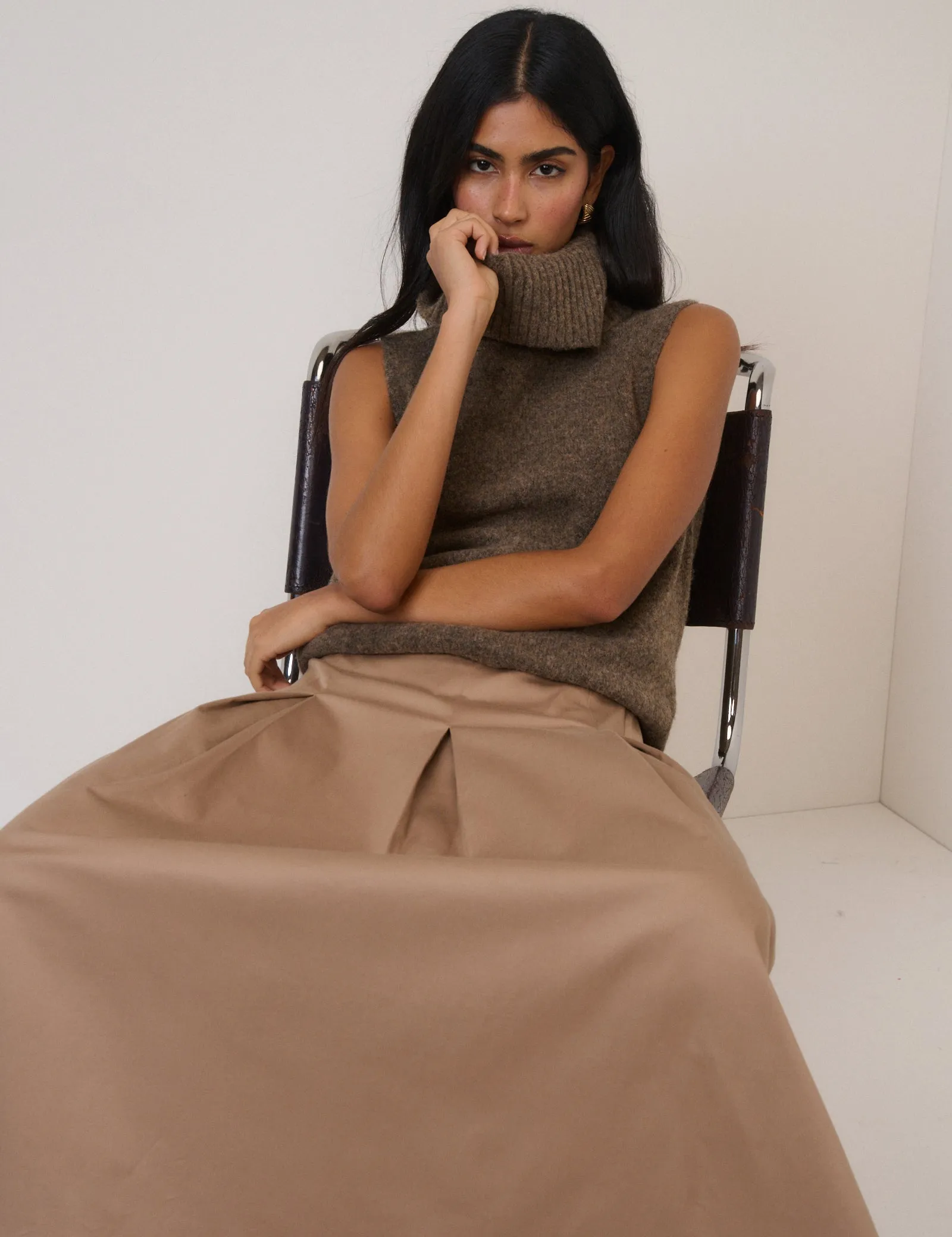 Beige Pleated Midi Skirt sold by Nobody's Child product image thumbnail 2