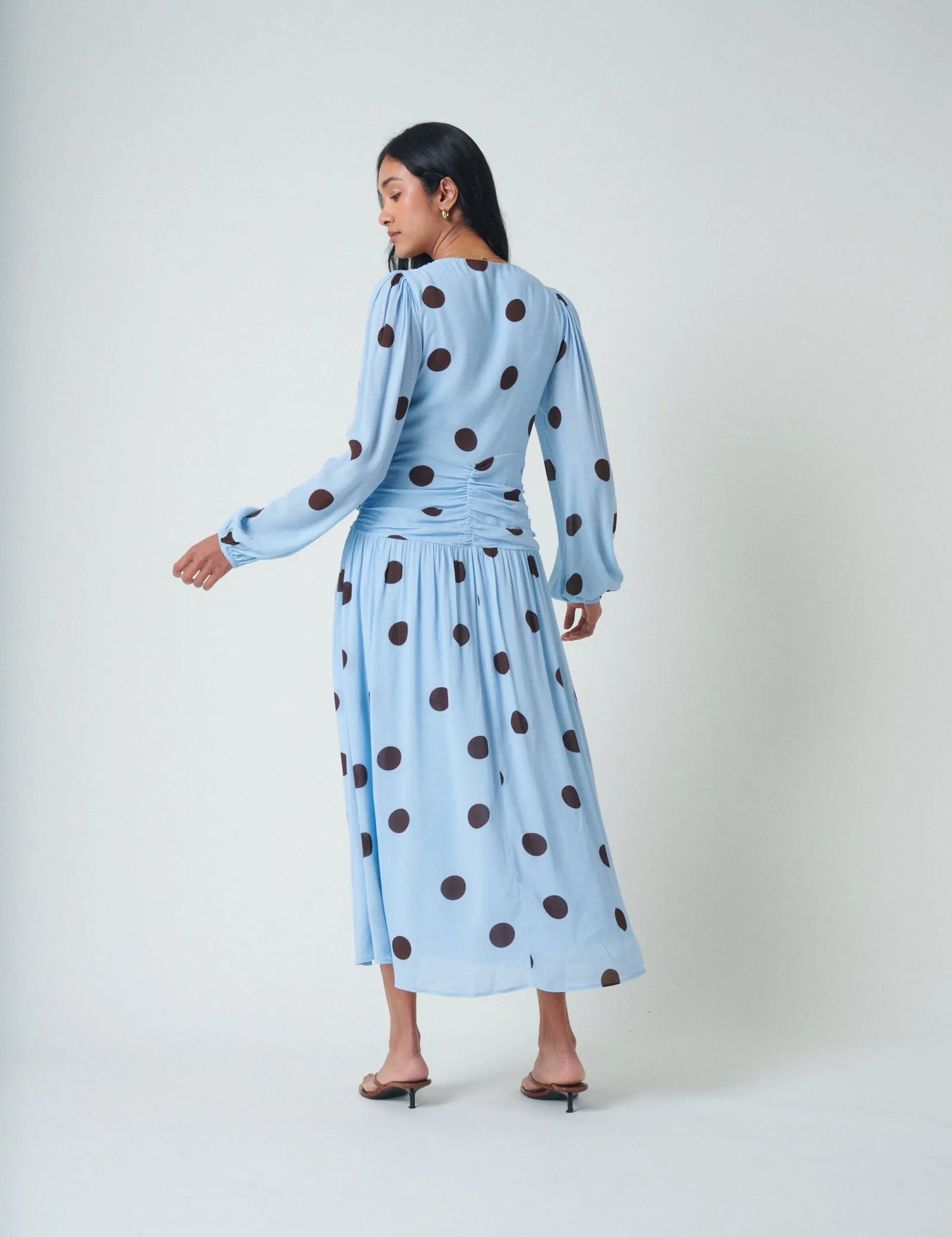 Blue Polka Dot Luna Midi Dress sold by Nobody's Child product image thumbnail 5