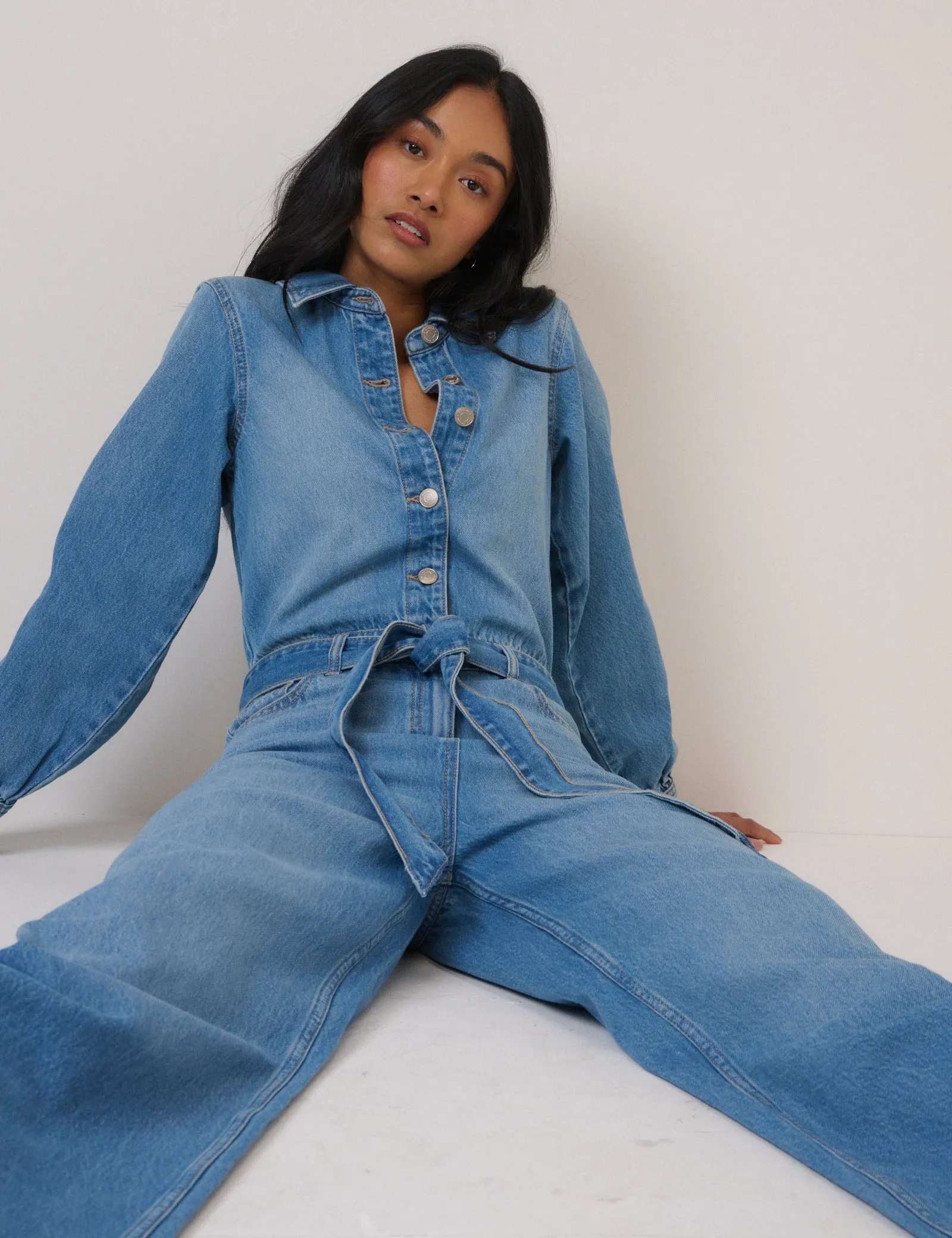 Denim Tie Waist Jumpsuit sold by Nobody's Child product image thumbnail 2