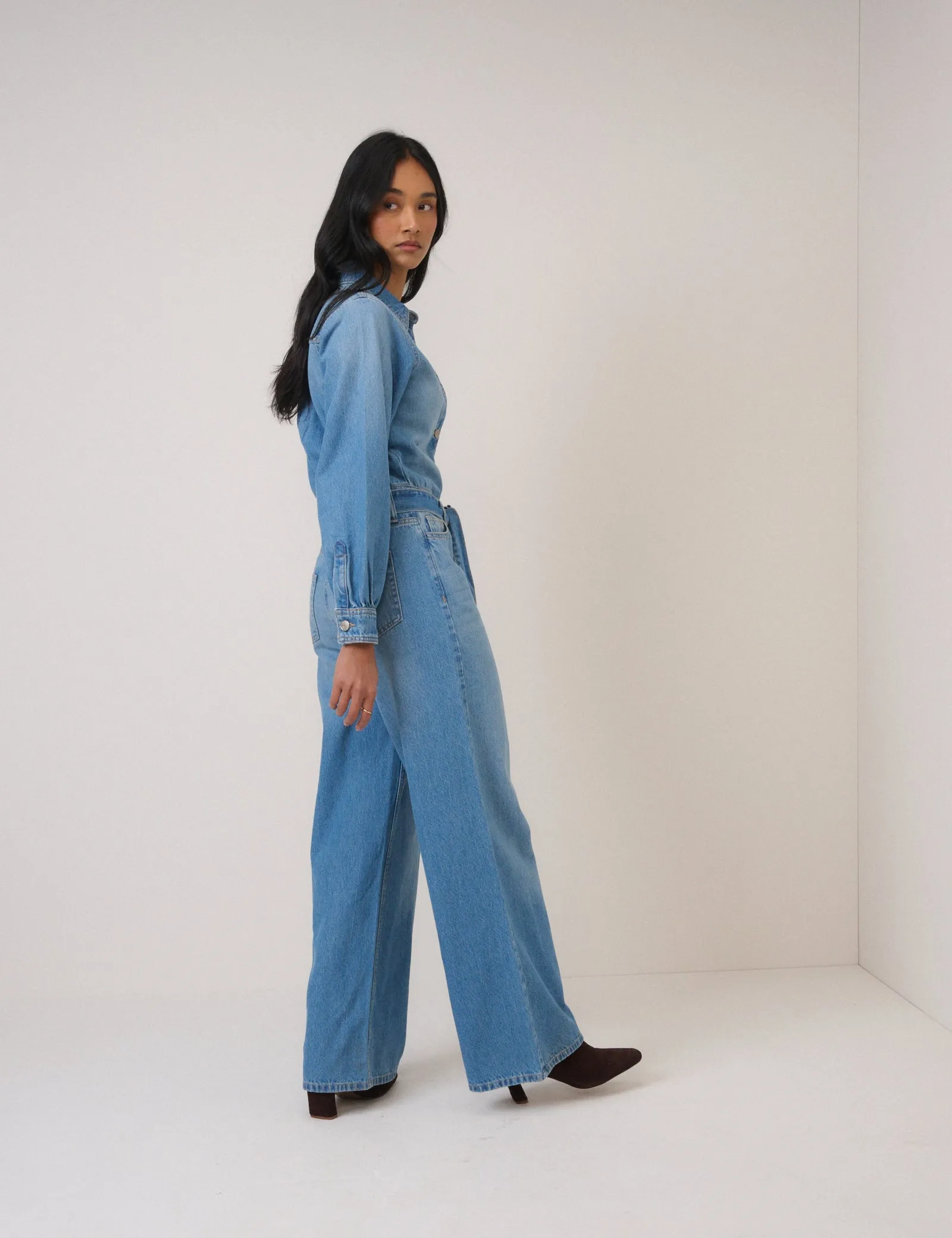 Denim Tie Waist Jumpsuit sold by Nobody's Child product image thumbnail 5