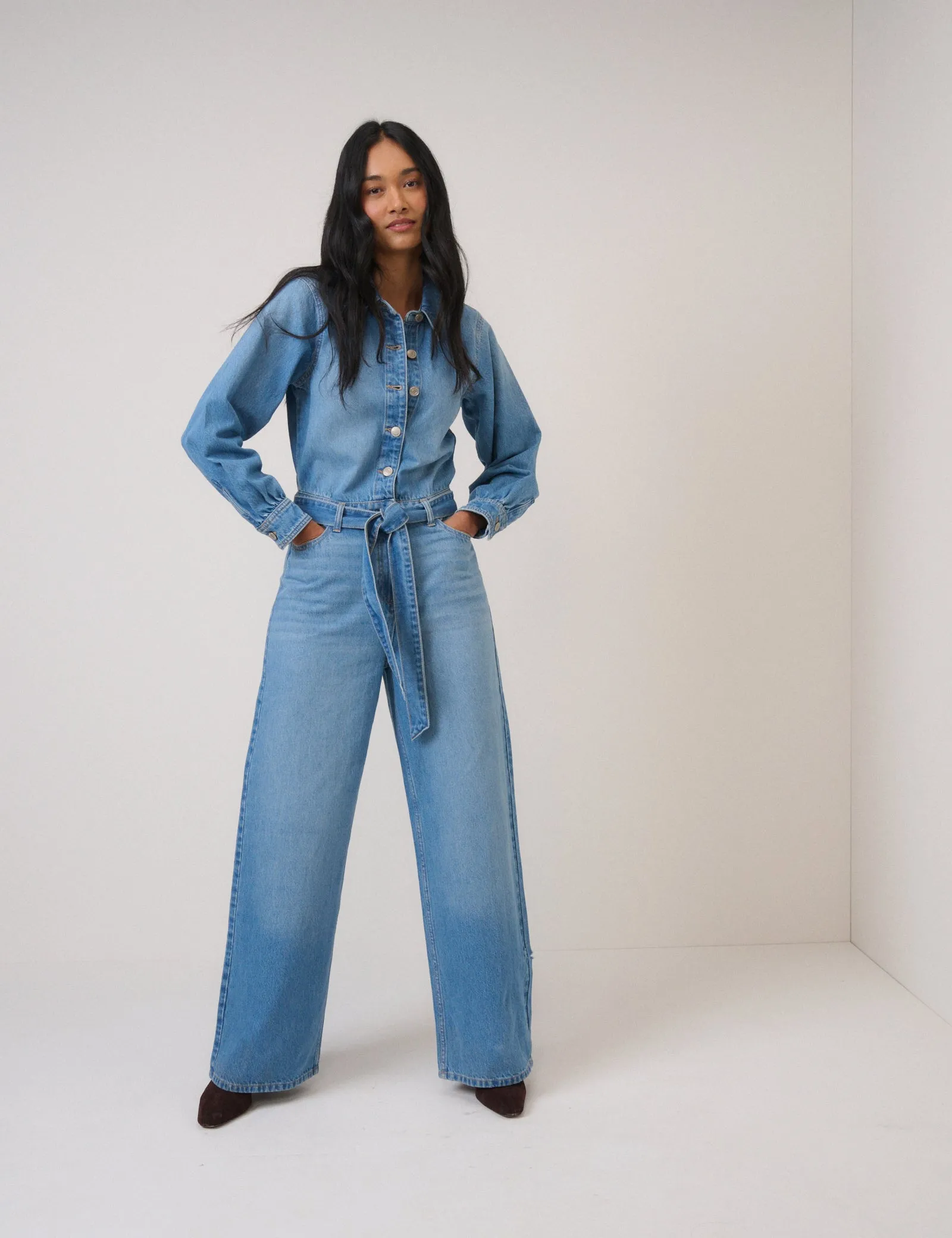 Denim Tie Waist Jumpsuit sold by Nobody's Child product image thumbnail 3
