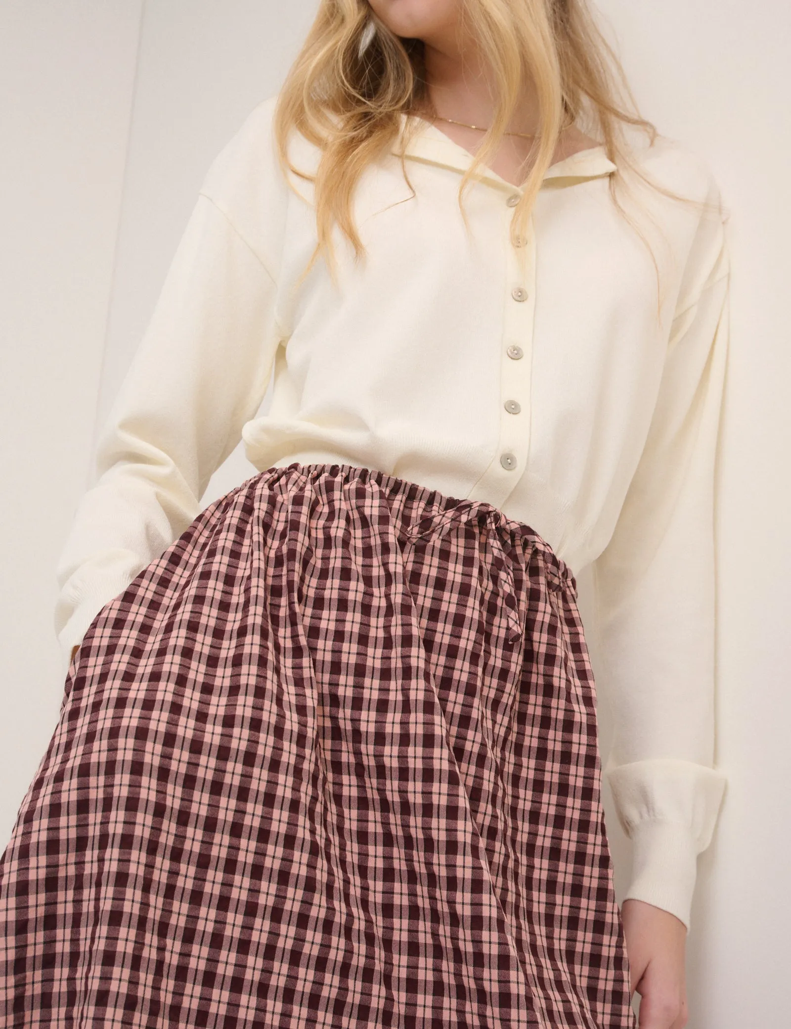 Pink And Brown Check Naples Midi Skirt sold by Nobody's Child product image thumbnail 4