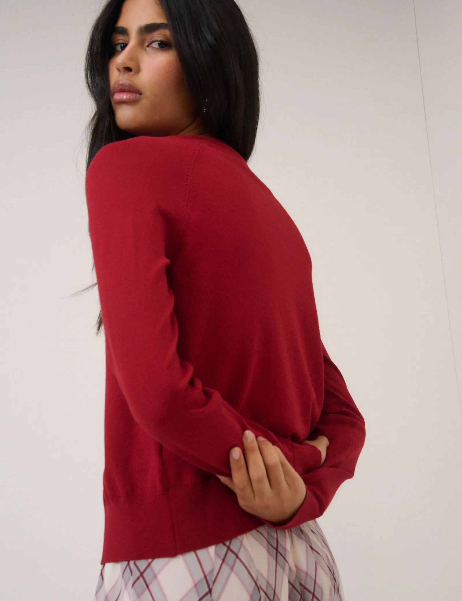 Red Crew Neck Cardigan sold by Nobody's Child product image thumbnail 5