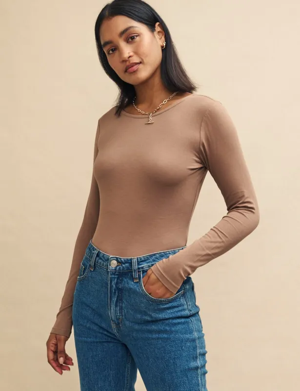 Brown Scoop Back Bodysuit sold by Nobody's Child
