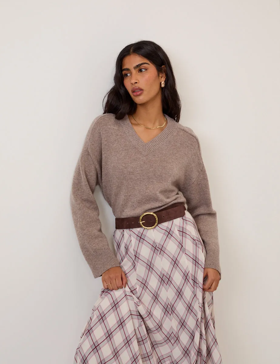 Beige V-Neck Wool Jumper sold by Nobody's Child product image thumbnail 4
