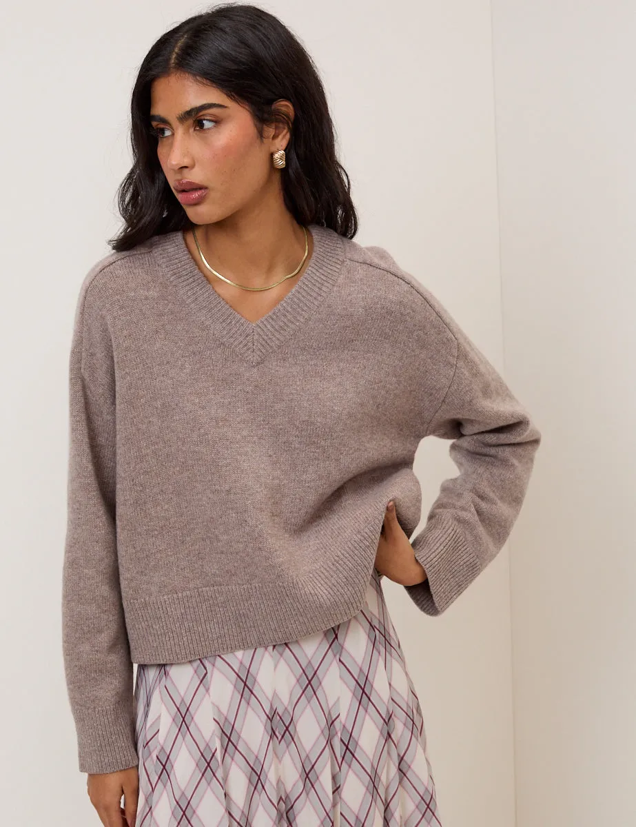 Beige V-Neck Wool Jumper sold by Nobody's Child product image thumbnail 2