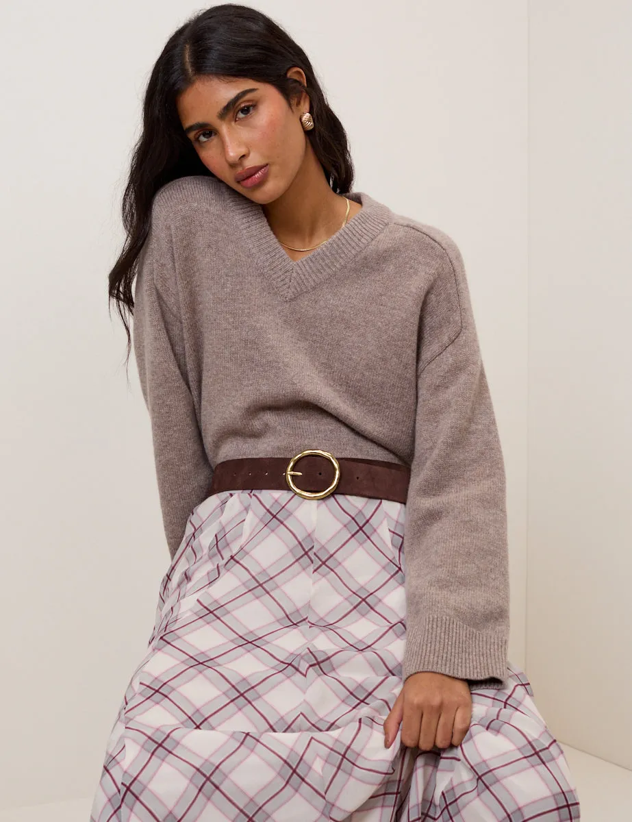 Beige V-Neck Wool Jumper sold by Nobody's Child
