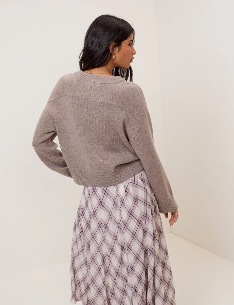 Beige V-Neck Wool Jumper sold by Nobody's Child product image thumbnail 5