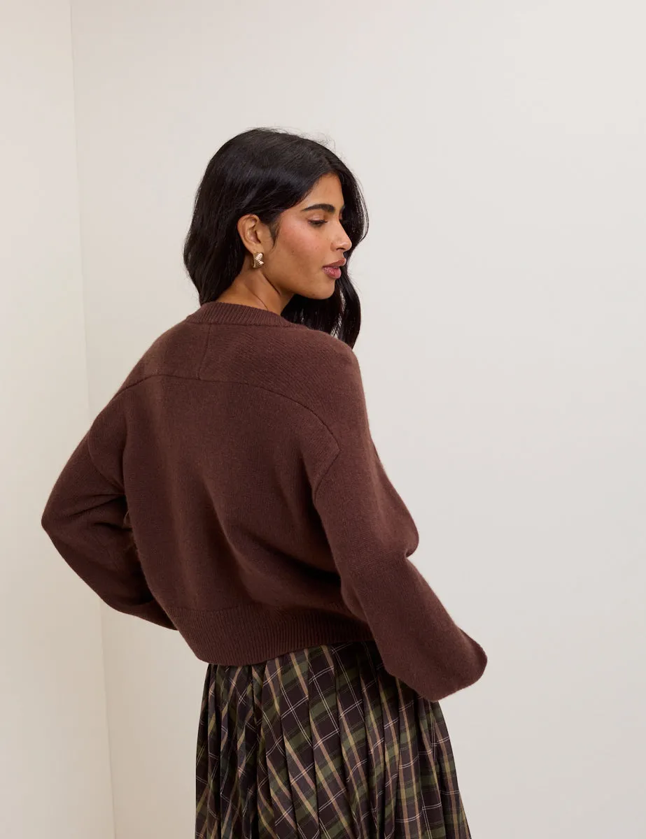 Brown V-Neck Wool Jumper sold by Nobody's Child product image thumbnail 5