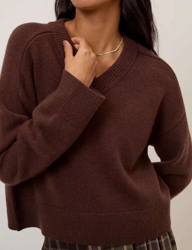 Brown V-Neck Wool Jumper sold by Nobody's Child