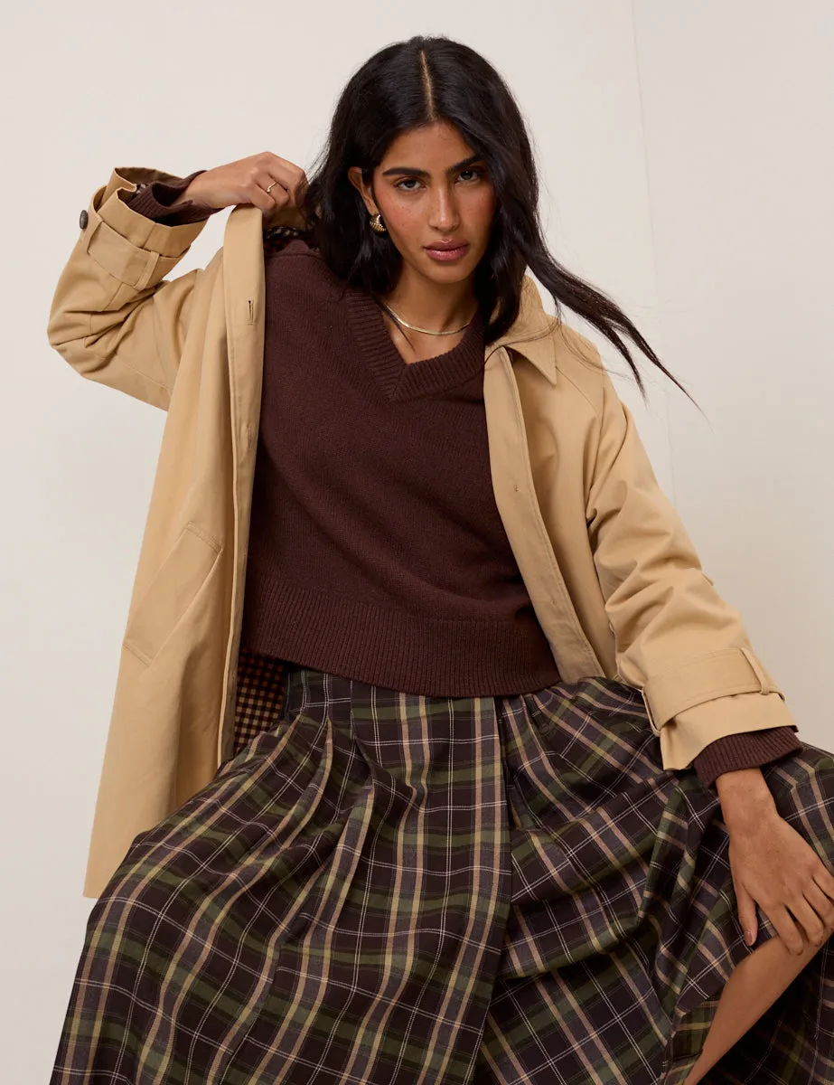 Brown V-Neck Wool Jumper sold by Nobody's Child product image thumbnail 3