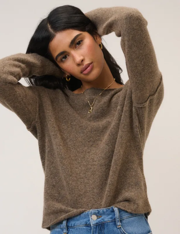 Brown Slash Neck Knitted Jumper sold by Nobody's Child