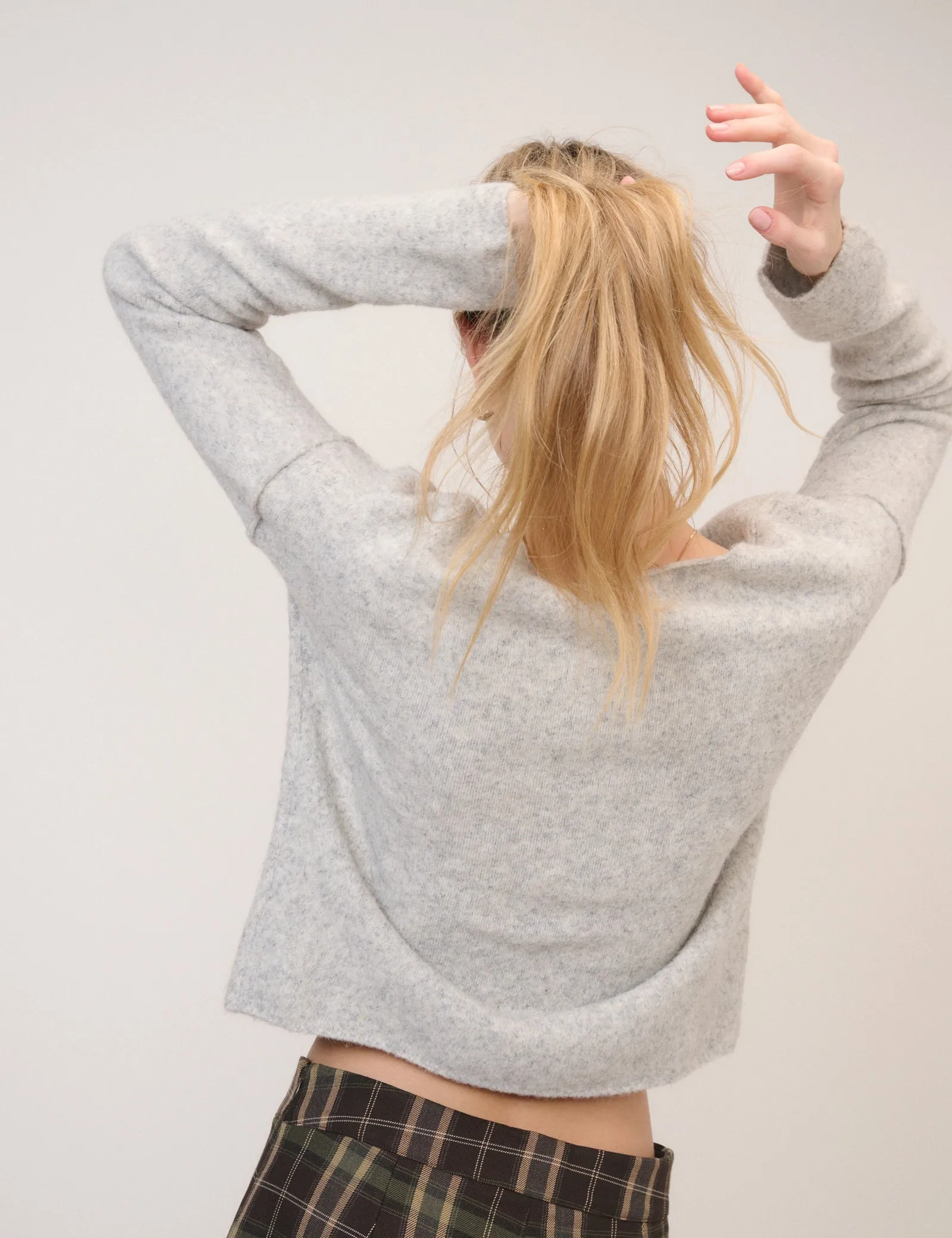 Grey Slash Neck Knitted Jumper sold by Nobody's Child product image thumbnail 5