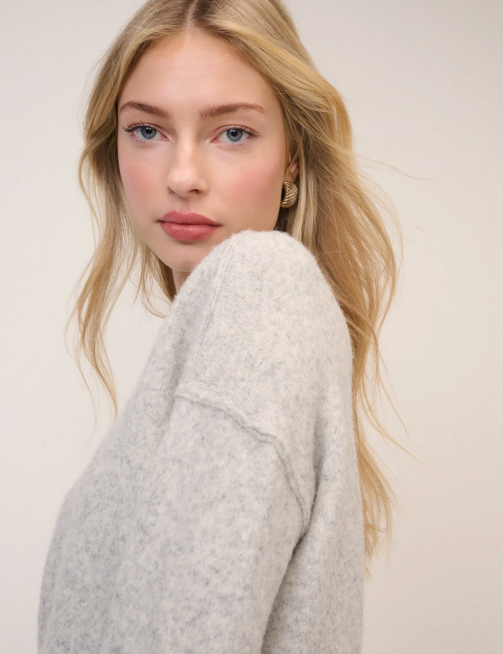 Grey Slash Neck Knitted Jumper sold by Nobody's Child product image thumbnail 2