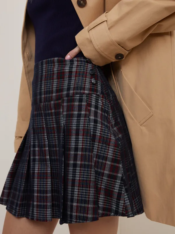 Navy And Red Tartan Mini Skirt sold by Nobody's Child